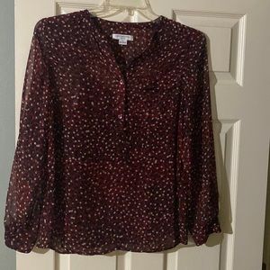 Liz Claiborne polka dot blouse. Burgundy, black and white. Size PL.